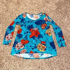 LuLaRoe long sleeve size L, teal floral